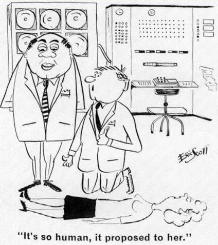 Heteronormative computer cartoon, ICT House Magazine 1965.